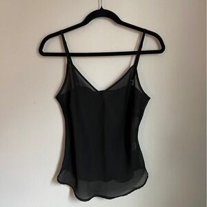 Vintage 90s SANDRA INGRISH Sheer Black Cami Top Medium Indie Sleaze Fairy Mesh